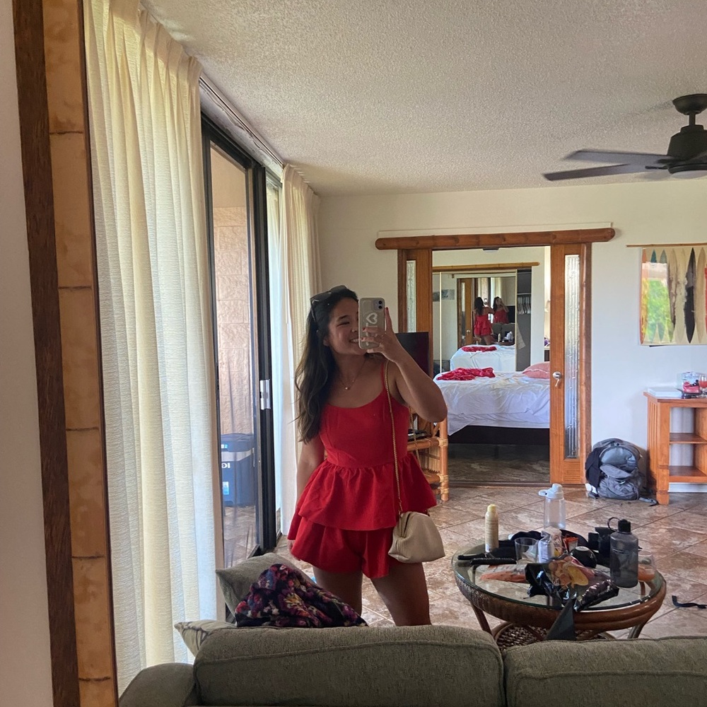 Red Ruffle Romper - Picture 3 of 4